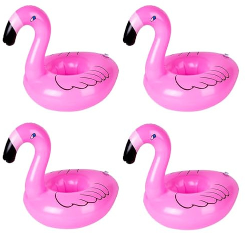 GXGM 4 Stück Kleine Flamingo Getränkehalter,Flamingo Aufblasbar,Getränkehalter Pool,Aufblasbare Getränkehalter für Whirlpool,Mini-Flamingo Schwimmender Getränkehalter,Getränkehalter für Schwimmbad