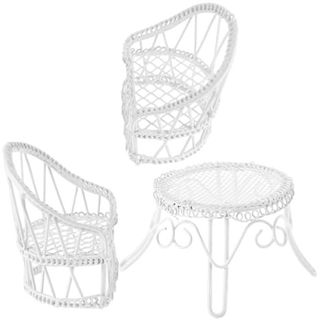 Milisten Table et Chaise de Jardin Miniature Mobilier pour Maison de Poupée Décorations Miniatures Loisirs Créatifs