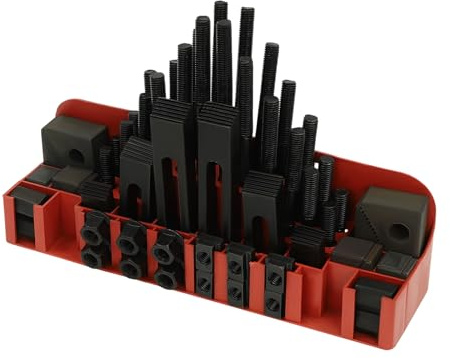 T-Slot Clamping Kit 58pc M12 Cast Steel Black Oxide High Clamping Force Compact 13.78x3.94x7.48in for CNC Milling Machine Lathe Workholding Toolroom Precision Engineering UK