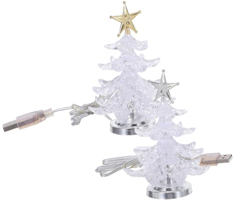 HOMSFOU 2stücke Weihnachtsbaum-Lampe Mit Farbwechseln USB-betrieben Leuchtender Mini-Weihnachtsbaum Für Innendeko Feiertags-schreibtischdeko Schlafzimmerlampe