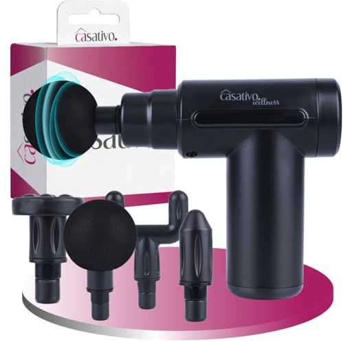 Casativo Kompakte Hand-Massagepistole, Massage Gun mit Akku u. 4 Aufsätzen, USB-C, 25 W, Massagegerät für eine entspannte Muskulatur