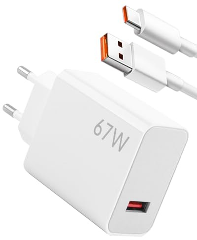 Cargador Xiaomi 67W Original Rápido USB-C, Cargador Turbo para Mi 14/13T/12 Pro/Redmi Note 13 Pro/POCO X6/X5/F5/F4 con Cable Tipo C 1M, Adaptador de Pared Ultra Rápido para Smartphones y Tablets Xiaom