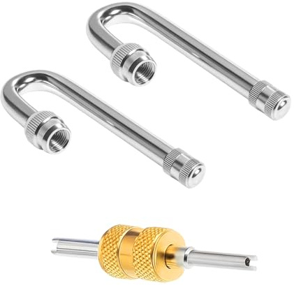 TNAIYH Car Dually Valve Stem Extenders, 2PCS Metal Heavy Duty 180 Degree Dual Wheel Tire Valve Stem Extension Adapter, Automotive Tyre Extender, Universal for Truck Pickup Motorcycle Tire