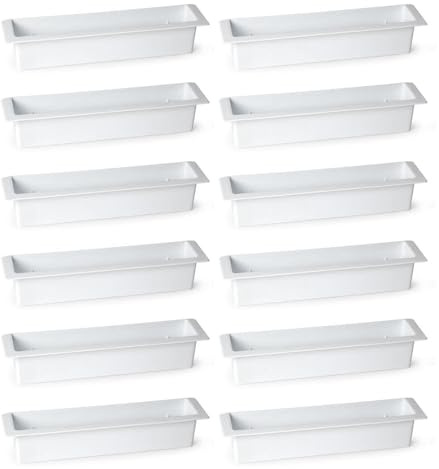 Acan Tradineur - Pack de 12 jardineras para Cementerio, plástico, macetero, Flores, nichos, lápidas, mausoleos, Ligera y Resistente, fácil Limpieza, Fabricada en España (Blanco - 36 x 8 cm)