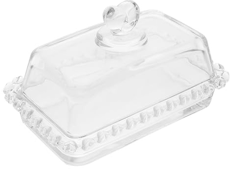 SAFIGLE Mantequillera de Vidrio con Tapa Transparente para Mantener Mantequilla Recipiente Elegante para Cocina y Mesa Bandeja Versátil para Snacks y Postres