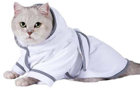 Shaersu Hunde-Handtuch – saugfähiger Mantel mit Kapuze, warmer -Bademantel für Hunde und Katzen, Badezimmer, kaltes Wetter, Schwimmen, , Dusche, Pool, Fellpflege