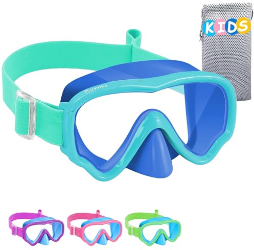 Vvinca Taucherbrille Kinder mit stoffband für 3-14 Jahre Mädchen | Schwimmbrille Kinder Schnorchelmaske Jungen 180° Panorama Anti-Leck Tauchmaske