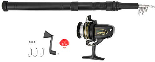 Set canna da pesca e mulinello da 1,6 m, canna da pesca telescopica con accessori, attrezzatura da pesca in fibra di carbonio per la pesca in barca d'acqua dolce in mare, include