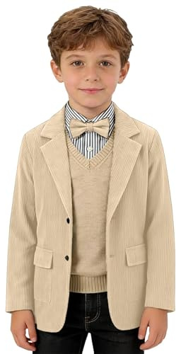 Chaqueta De Traje De Pana Niños Niños Estilo Formal Tela Suave Duradera Ajustada Con Cuello De Pico Ideal Para Eventos O Días Diarios