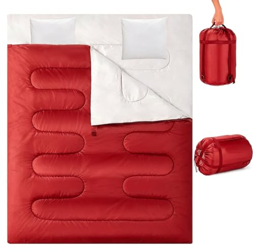 Double Sleeping Bag, Extra Large 3-4 Season Lightweight,Waterproof Indoor & Outdoor Use for Adults & Kids, Premium Sleeping bag for Hiking, Backpacking and Camping