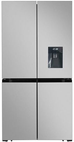 EVVO Frigorífico Americano 4 Puertas, Total No Frost, Compresor Inverter, Capacidad frigorífico 359L y 201L Nevera, Dispensador de Agua, Elegante Display Integrado, Modelo: F100X Aqua (Acabado Inox)