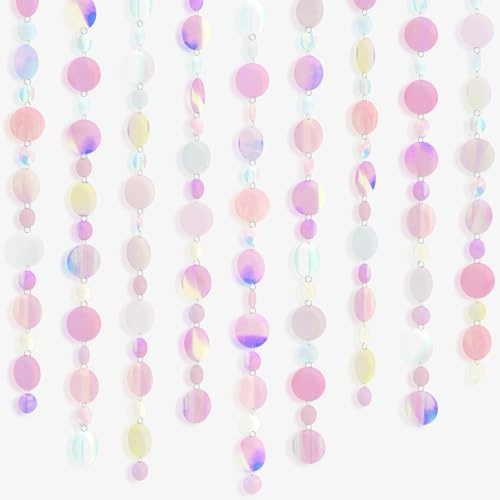 G2PLUS 10 Pack Sparkling Hanging Sequin Garland, Iridescent Pink Garland | Waterproof Sequin Curtain Strands, for Party Decorations, Doorway or Window Decoration