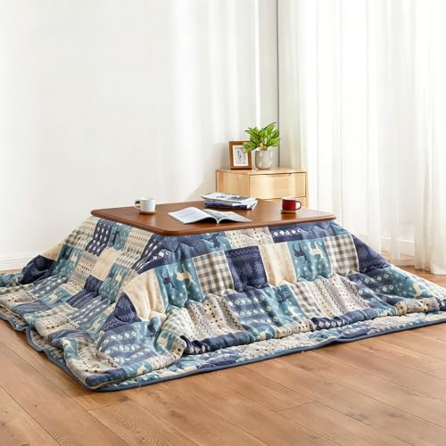 Kchsdool Japanese Kotatsu Table Solid Wood, Low Floor Desk with Built-in Heater Traditional Warming Furniture for Winter for Apartment Living Room(Brown,120cm)