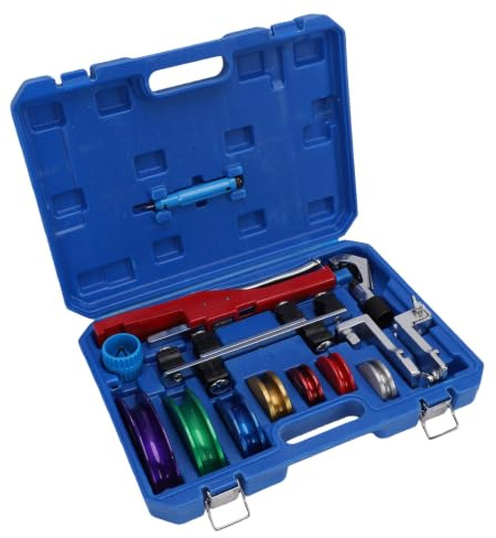 Xiuganpo Kit Piegatubi, 7 Teste di Piegatura 90 Set Piegatubi a Cricchetto, Strumento di Piegatura HVAC con Taglierina Alesatore Strumento di Sbavatura per Tubi OD 1/4 5/16 3/8 1/2 5/8 3/4 7/