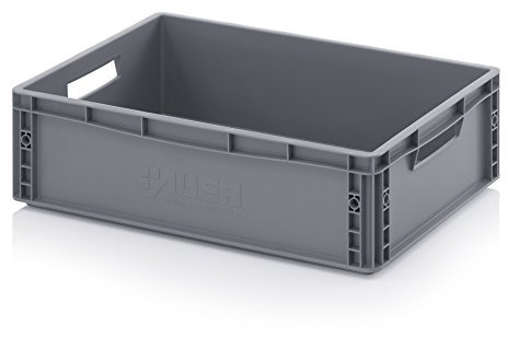 Auer Packaging Eurobehälter-Eurobox 60 x 40 x 17 cm - Plastikbox 60x40x17 600x400x170 Stapelbox Lagerbox Box stapelbar nidrige Plastikbox für Wohnmobil Regal Lager Heimwerken Handwerk Industrie