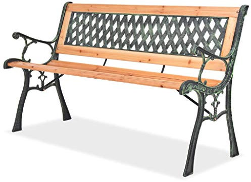 Tidyard Garten Sitzbank Gartenbank Parkbank Gartenm?bel Bank mit Rautenmuster-Rückenlehne 122 x 51 x 73 cm (B x T x H)
