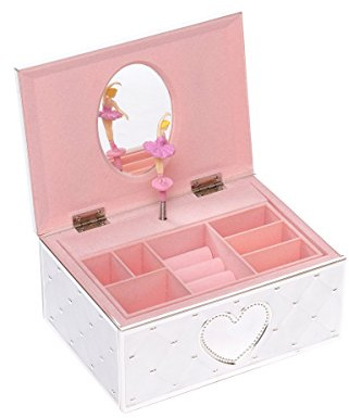 Joyero con diseño de bailarina para Elise, bañado en plata, resistente al deslustre, 19,3 x 11,7 cm (grabado hasta 25 caracteres)