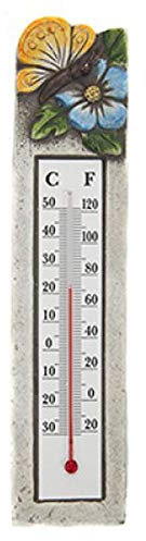 HomestreetUK - Termometro da giardino in ceramica, sottile, con dettagli verniciati, 18 cm, con indicatore di temperatura in gradi Celsius e Fahrenheit