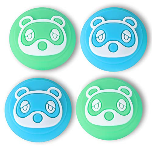 Tscope Animal Crossing Thumb Grip Capuchons pour Nintendo Switch/Switch Lite Manette Joy-con Analogique Joystick Mignon Raton Couvertures en Silicone Souple pour Accessoires NS (Court)