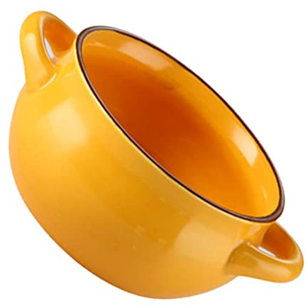 DOITOOL Ceramic Soup Bowls with Handles - Porcelain Soup Serving Bowl for Noodle, Ramen, French Onion, Pasta, Stew and Cereal - Microwave and Dishwasher Safe - 13.5 x 13.5 x 5.5 cm