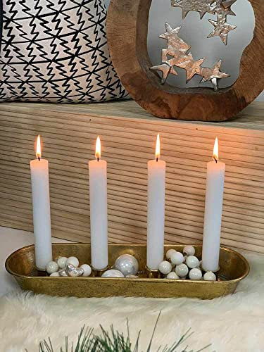 Adventskranz Metall Gold Länglich zum Dekorieren 4 Kerzenhalter 37 cm