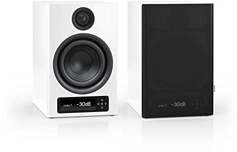 Nubert nuPro XS-4000 RC | Weiße Regallautsprecherpaar | 2 Stück Kompaktlautsprecher | Bluetooth Lautsprecher aptX HD | Lautsprecher Verbindung kabellos High Res | Aktivboxen mit 2 Wege Technik
