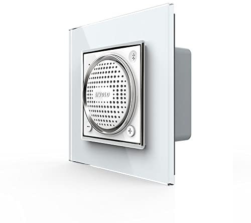Luxus-Time LIVOLO Altoparlante Bluetooth da parete altoparlante da incasso per presa audio con cornice in vetro bianco per musica podcast in ufficio casa VL-FCF-2WP-11-SR-11