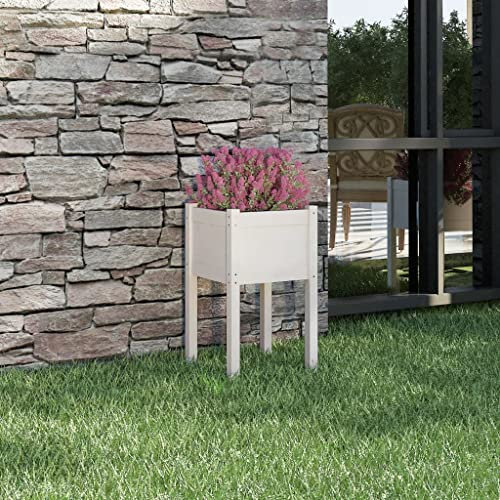 WIFESE JardinièRe D'ExtéRieur Blanc 40x40x70 Cm Bois De Pin Massif Jardinieres Exterieur Jardiniere Bois JardinièRe sur Pieds Potager Bacs ã Fleurs JardinièRe Rectangulaire Haute