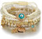 GAUEIOUR Bohemian Evil Eye Bracelets,Multi Layered Beaded Bracelet, Elastic Bracelet, Travel Souvenir Bracelet for Women, Bracelet Set can be Stacked or Worn Separately (Pack of 6)