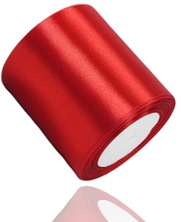 Cinta de raso Roja de 100 mm, 22 metros, cinta decorativa ancha, cinta de tela para regalos de bodas, bautizos y cumpleaños