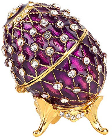 Yctze Vintage Enameled Easter Egg Diamante Jewelry Organizer Trinket Box Decoration Gift Easter Egg Eggs Giant Bulk Basket Trinket Box Collectable Decorations Vintage Ornaments C
