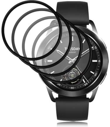 Gelaasso 4 Piezas Protector de Pantalla para Xiaomi Watch S3, Xiaomi Watch S3 Protector de Pantalla Premium Cobertura Completa Film Láminas, Anti-arañazo Protectora por Xiaomi Watch S3