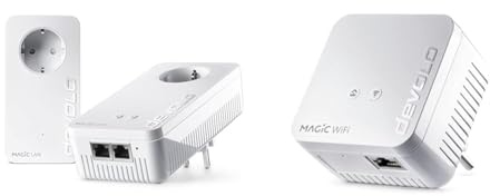 devolo Magic 2 WiFi Next Starter Kit, WLAN Powerline Adapter -bis 2.400 Mbit/s & WLAN Powerline Adapter, Magic 1 WiFi Mini Erweiterungsadapter