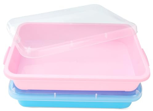 Sensory Bin Play Tray with Lid Sand box 2 Pcs 15in Portable Large plastic Tray Fill with Sand, Water, Beads and More