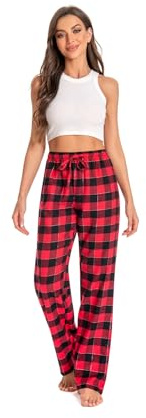 JTPW Supermjuk flanellpyjamas i 100 % bomull för kvinnor, loungebyxor med fickor, XS