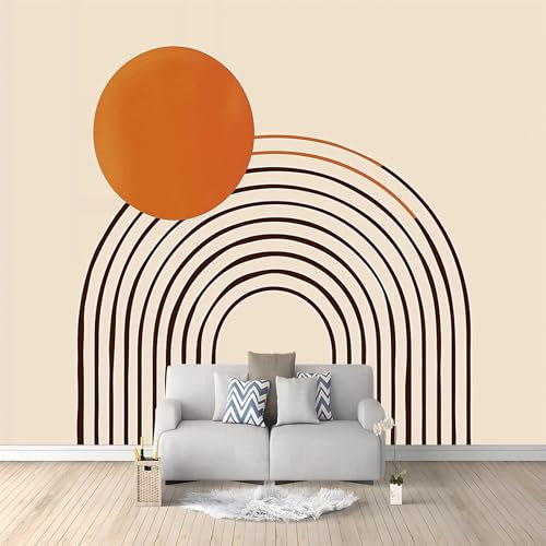 Papel Tapiz Fotográfico Arcos De Rayas Minimalistas Murales, Crema Mural de Pared Papel Tapiz Fotográfico, 250x175 cm (WxH) Mural de Papel Tapiz Arte de Pared para Sala de Estar Dormitorio Habitación