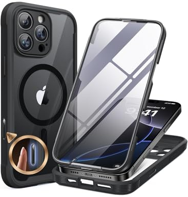 miracase Magnetic Case for iPhone 16 Pro Max Case 6.9, [Built-in 9H Tempered Glass Screen Protector + Camera Control Capture Button] Full Body Bumper Case Compatible with MagSafe (Black)