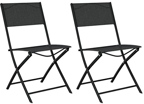 Buzaza Klappbare Gartenstühle StüHle FüR DraußEn Gartenstuhl Klappbar TerrassenstüHle KlappstüHle 2 STK. Schwarz Stahl und Textilene