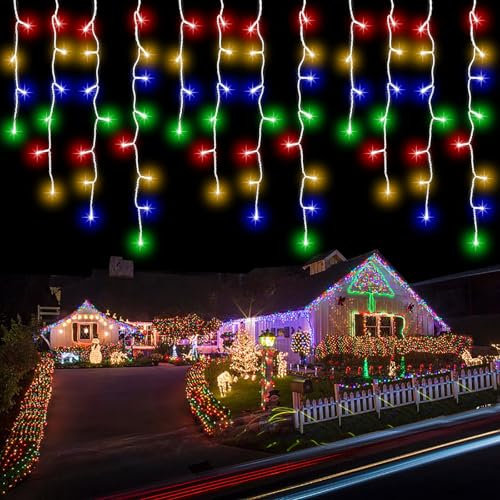interGo Lichterkette Eisregen Außen, 5m 200er LED Lichtervorhang LED mit Timer, IP44 wasserdicht 8 Modi für Innen Außen Weihnachten, Schlafzimmer, Party, Hochzeit, Balkon, Garten Deko