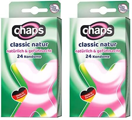 chaps Kondome classic natur, natürlich & gefühlsecht, transparent - für ein sinnliches Vergnügen, Made in Germany, 24 Stück (2er Pack)