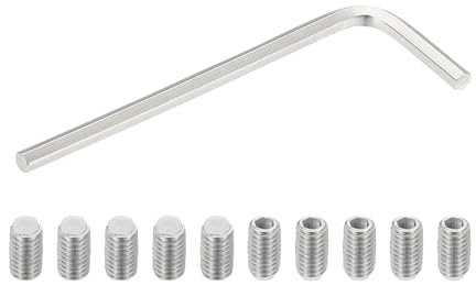 PATIKIL Tornillo Prisionero con Punta de Nylon M6x10mm, 10 Piezas de Acero Inoxidable 304 Métrico Hexagonal con Cabeza de Copa y Punto Antideslizante, con un Llave Hexagonal de 3mm