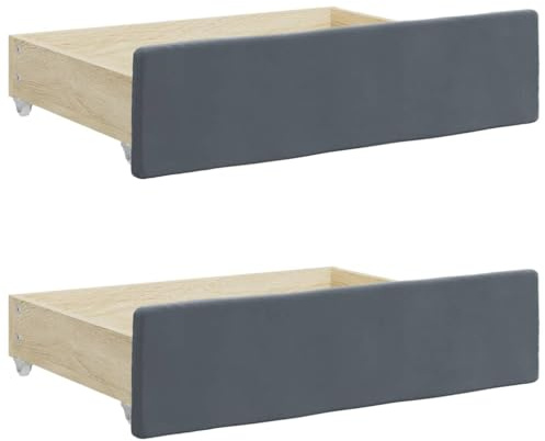 vidaXL Cajones de cama 2 uds madera ingeniería terciopelo gris oscuro
