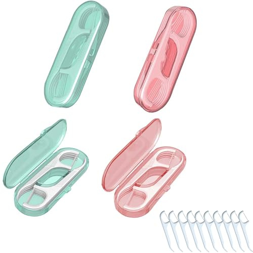 Aiweijia 4PCS Travel Dental Floss Cases with 40 Refillable Floss Picks