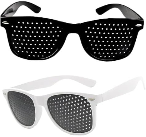2 Stücke Lochbrille für Augentraining Original, Rasterbrille Pinhole Glasses, Abfaltung Rasterbrille Augentraining, Lochbrille für Augentraining Zur Entspannung(Es ist schwarz weiß)