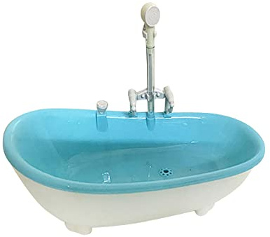 1/6 Scale Dollhouse Bathtub Blue for 12 Inch Doll Figures, Miniature Bathroom Accessories Furniture