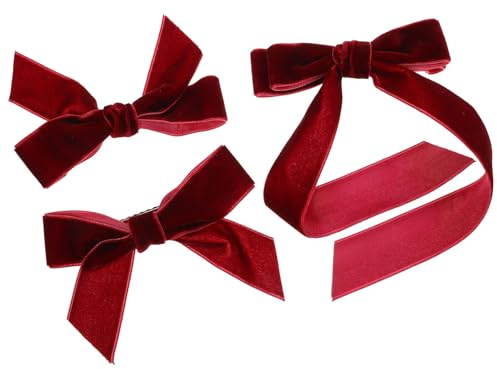 VILLFUL 3 piezas Pinzas para Pelo Lazo de Terciopelo Unidades Diseño Princesa Elegante Accesorios para Mujer y Niña Color Burdeos