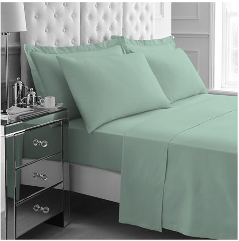 GC GAVENO CAVAILIA 4Pieces Hotel Quality Sheet Set Double - 100% Polyester Bedding - Includes Fitted Sheet, Flat Sheet & Pillowcases - Wrinkle & Fade Resistant, Everyday Home Use - Sage Green