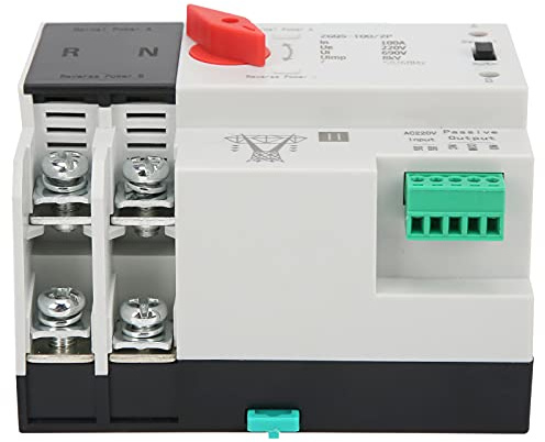 Aramox Interruptor de Transferencia Automática, Plástico Retardante de Llama, Controlador de Potencia Dual, 100 A, Interruptor de Automático Ininterrumpido para Electrodomésticos