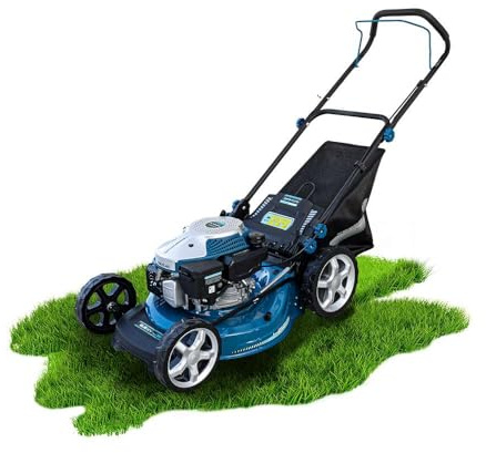 Cecotec Cortacésped de Gasolina Motor 144cc Terrenator 3200.46 Pro Total Z | Ancho de Corte 46cm, Cuerpo de Acero, Cambio de Altura Sistema Z-Tech, 4in1 con Mulching, Ruedas Traseras XL