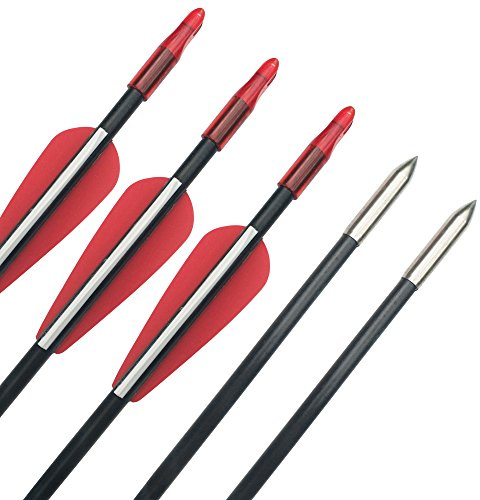 12 stycken Bågskytte Glasfiberpilar 31 tum Spine 900 Jaktmålpilar Jakt Mål övningspilar Glasfiber Pilar för Recurvebåge Traditionell Långbåge (Röd)